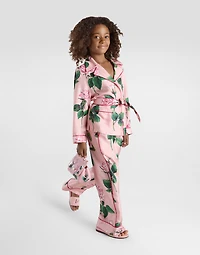 Twill shirt with rose print