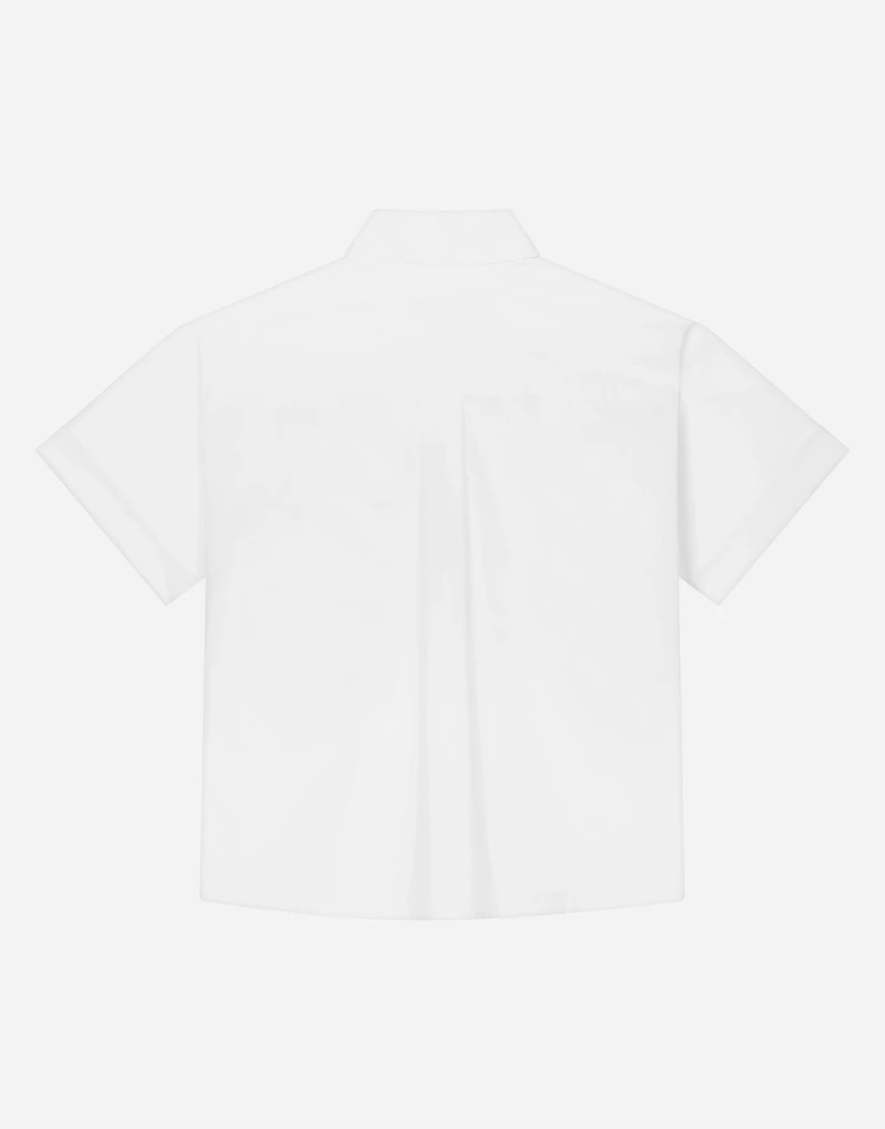 Oversized poplin shirt with plaque