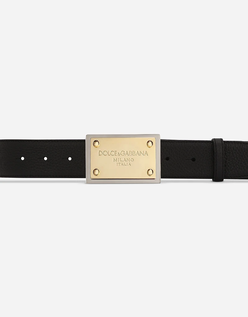 Grainy calfskin belt