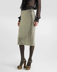 Midi pencil skirt crystal mesh