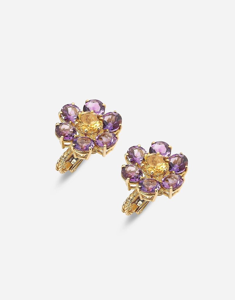 Spring Earrings 18-carat yellow gold and amethysts
