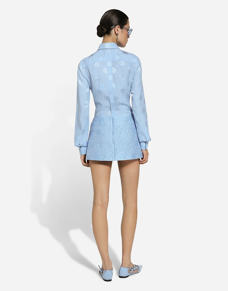 Silk jacquard shirt with all-over DG logo