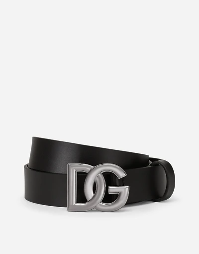 Lux leather belt with crossover DG logo buckle