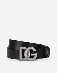 Lux leather belt with crossover DG logo buckle