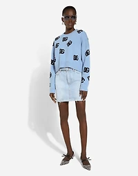 Wool round-neck sweater with DG logo inlay