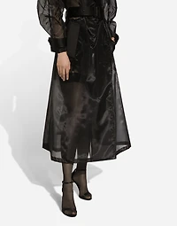 Technical organza trench coat with gathered sleeves