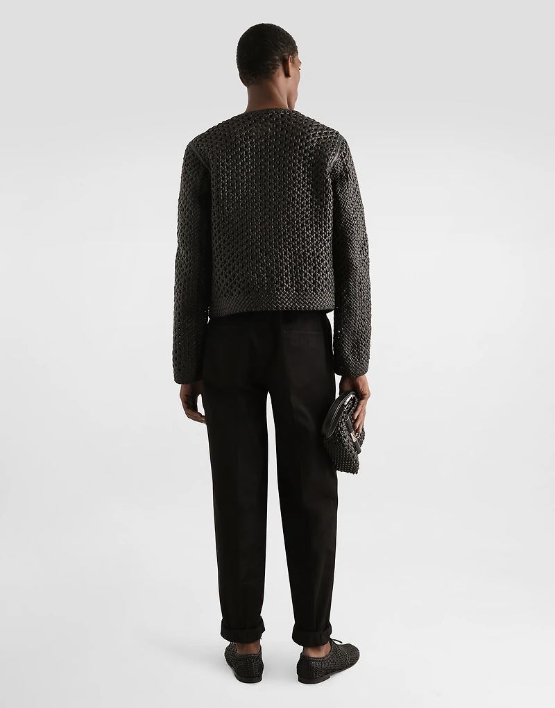 Woven nappa leather jacket