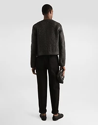 Woven nappa leather jacket