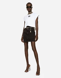 Washed denim miniskirt