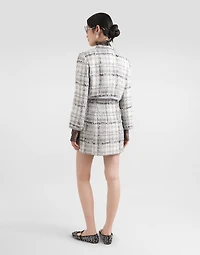 Short check lurex raschel tweed jacket