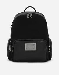 Grainy calfskin and nylon backpack