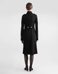 Double-breasted wool coat with bejeweled buttons