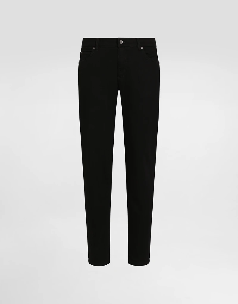 Regular-fit black wash stretch jeans