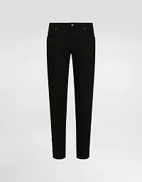 Regular-fit black wash stretch jeans