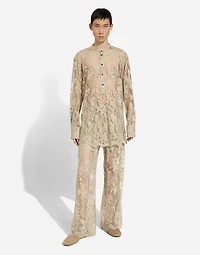 Galloon lace shirt with Mandarin collar