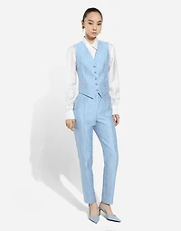 Tailored floral quilted jacquard pants