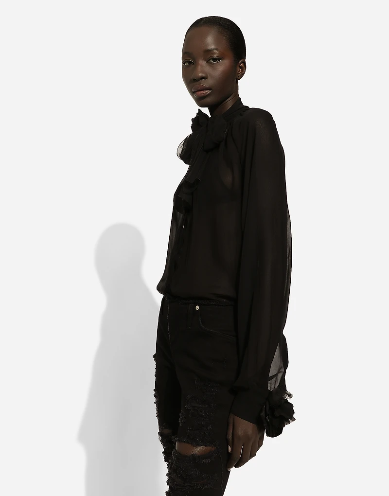 Chiffon pussy-bow shirt