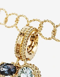 Letter O Charm 18-carat yellow gold and multicolored gems