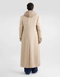 Long-haired mohair blend double-breasted coat