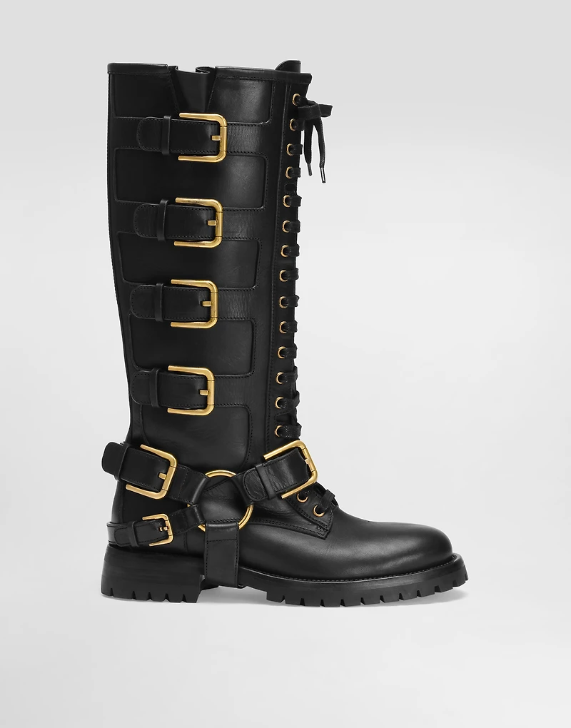 Smooth leather biker boots