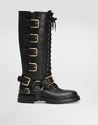 Smooth leather biker boots