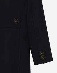 Double-breasted wool coat with branded buttons
