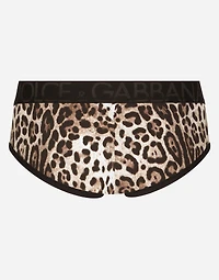 Two-way stretch jersey Brando briefs with leopard print