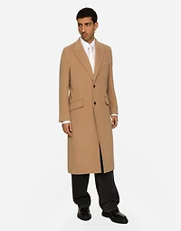 Single-breasted camel wool coat