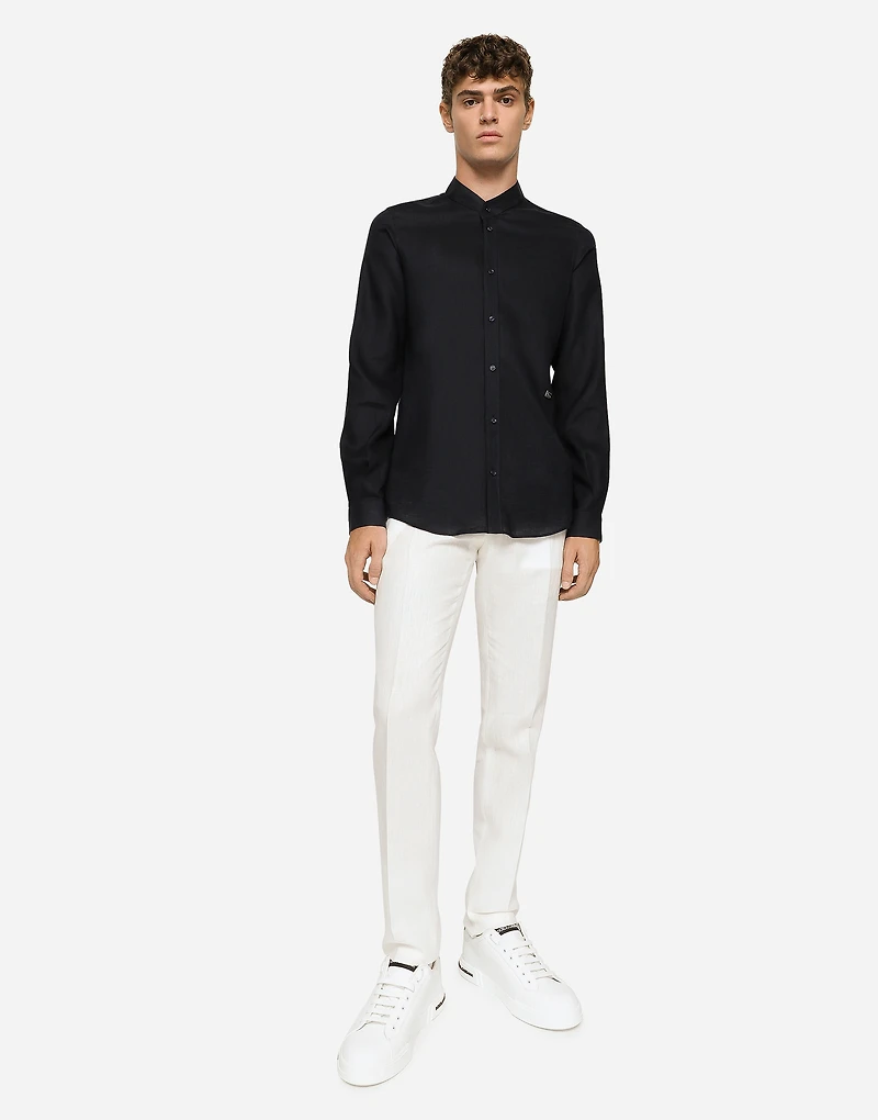 Linen Martini-fit shirt with DG hardware