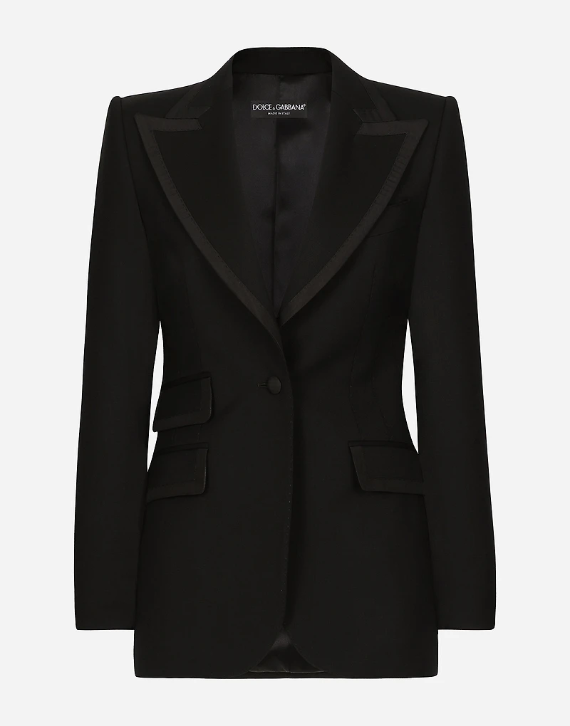 Single-breasted twill Turlington tuxedo jacket