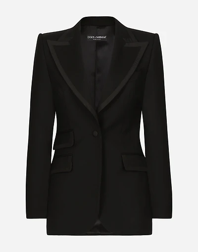 Single-breasted twill Turlington tuxedo jacket