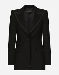 Single-breasted twill Turlington tuxedo jacket