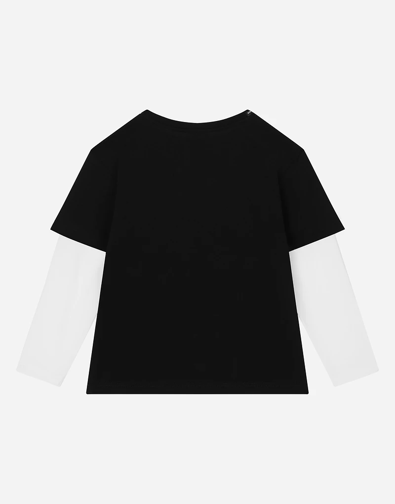 Long-sleeved jersey T-shirt with logo print