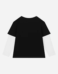 Long-sleeved jersey T-shirt with logo print