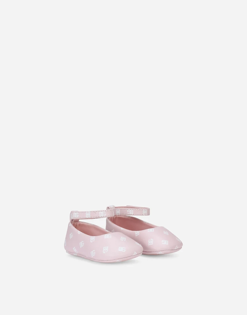 Nappa leather newborn ballet flats with DG-logo print