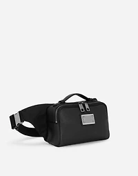 Grainy calfskin and nylon belt bag