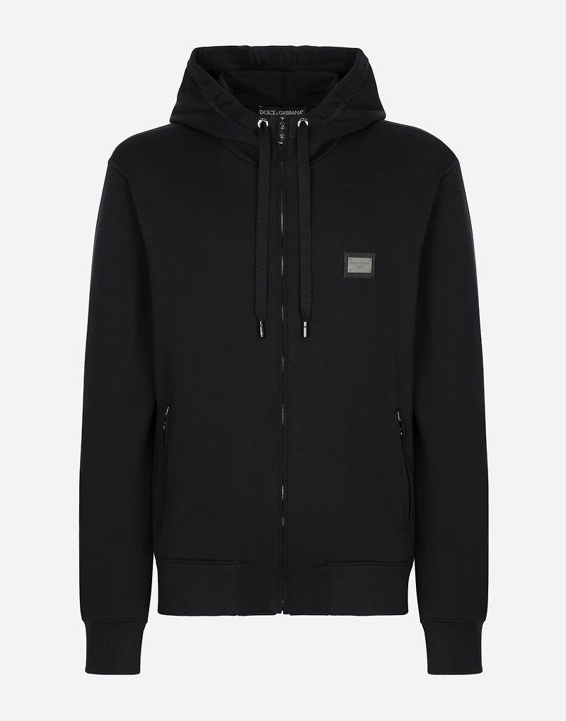 Jersey zip-up hoodie