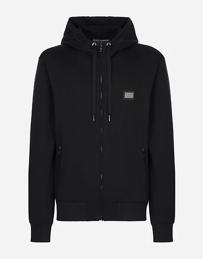 Jersey zip-up hoodie