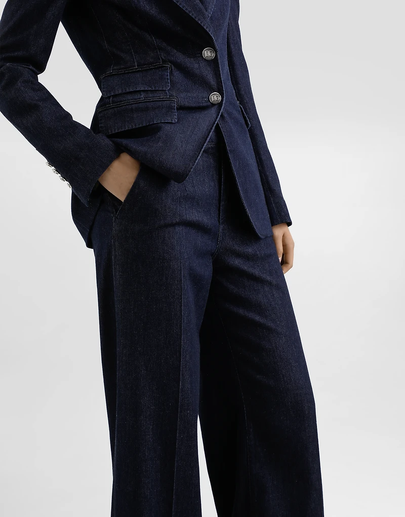 Silk denim palazzo pants