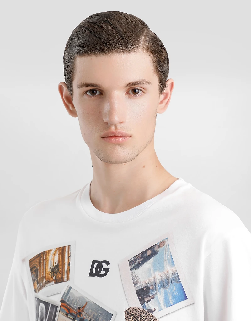 Cotton T-shirt with postcard print