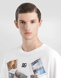 Cotton T-shirt with postcard print