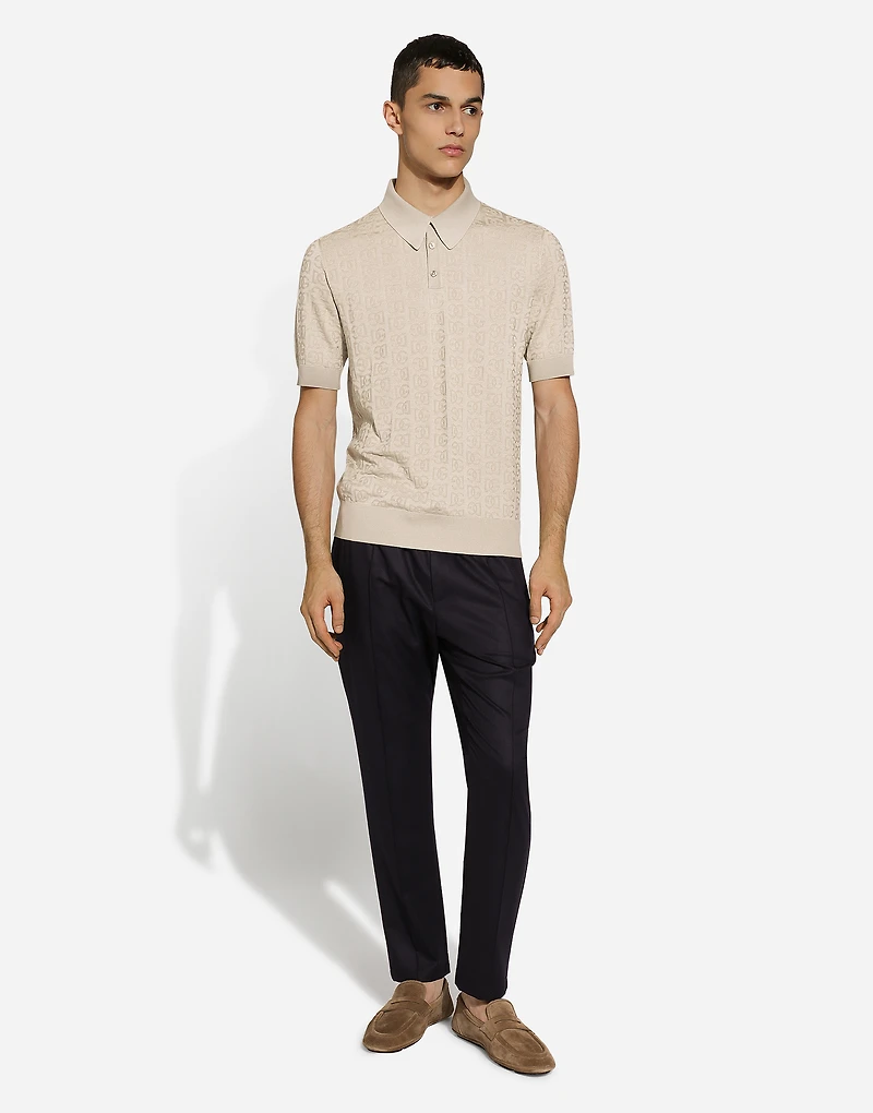 Silk jacquard polo-shirt with DG logo