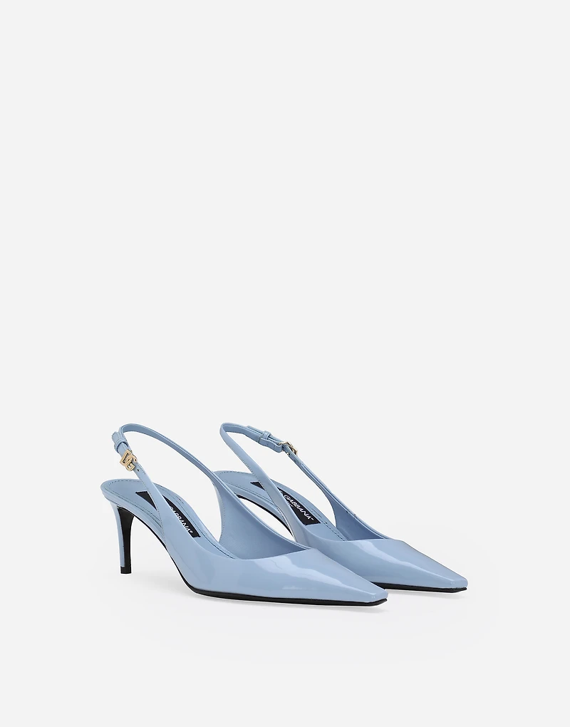 Polished calfskin slingbacks