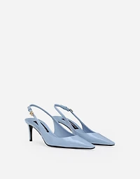 Polished calfskin slingbacks