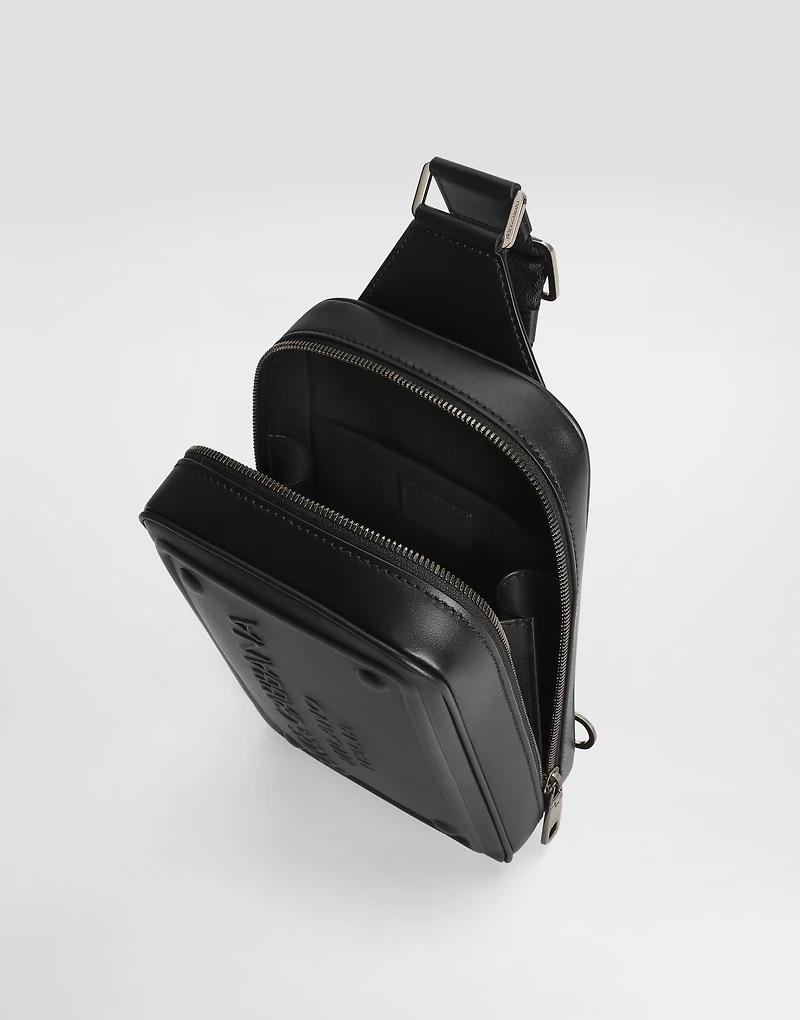 Calfskin belt bag with raised logo