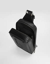 Calfskin belt bag with raised logo