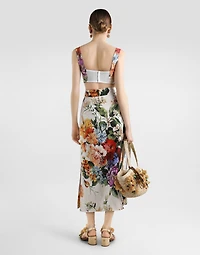 Flower bouquet-print skirt