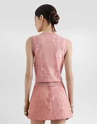 Wool tank top with lace inlay