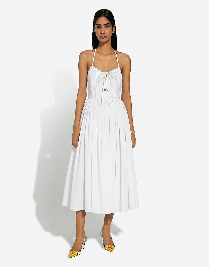 Midi cotton dress with circle skirt