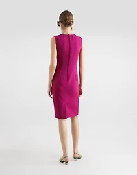 Wool crepe calf-length sheath dress